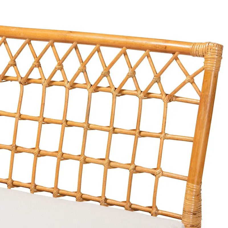 Chaise et banc de salle à manger en rotin couleur miel, style bohème moderne