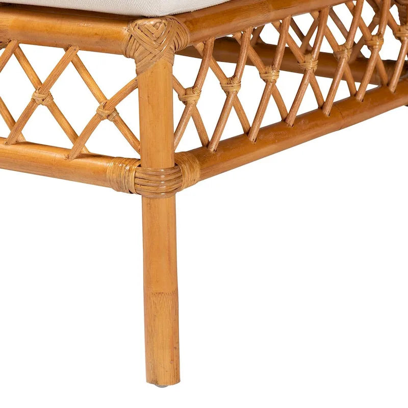 Chaise et banc de salle à manger en rotin couleur miel, style bohème moderne