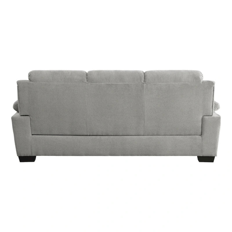 Canapé Hugh 80 pouces, polyester gris, coussiné en mousse souple, cadre en bois massif