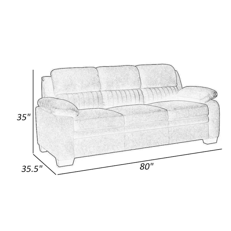 Canapé Hugh 80 pouces, polyester gris, coussiné en mousse souple, cadre en bois massif