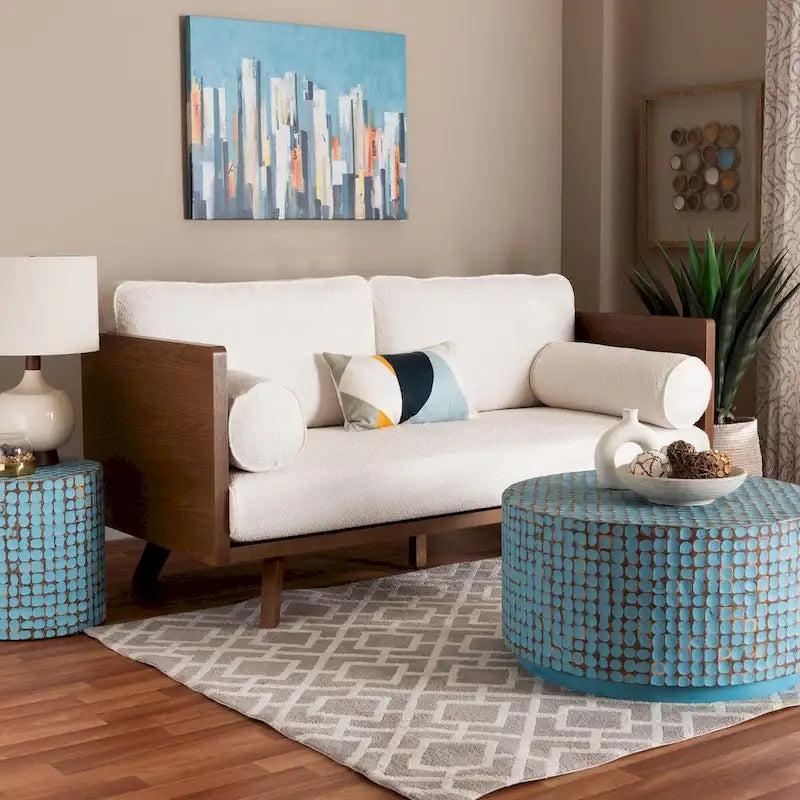 Canapé Bouclé Mid-Century Moderne