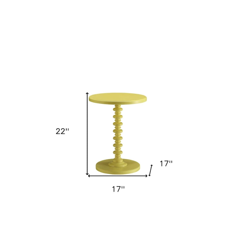 Table d'appoint à base ronde en bois jaune