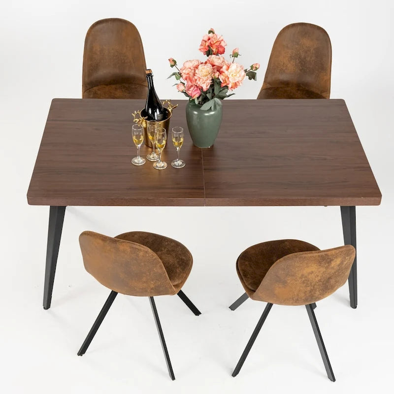 Table à manger rectangulaire de 160 cm (4-6 places) — Plateau en bois avec pieds en métal