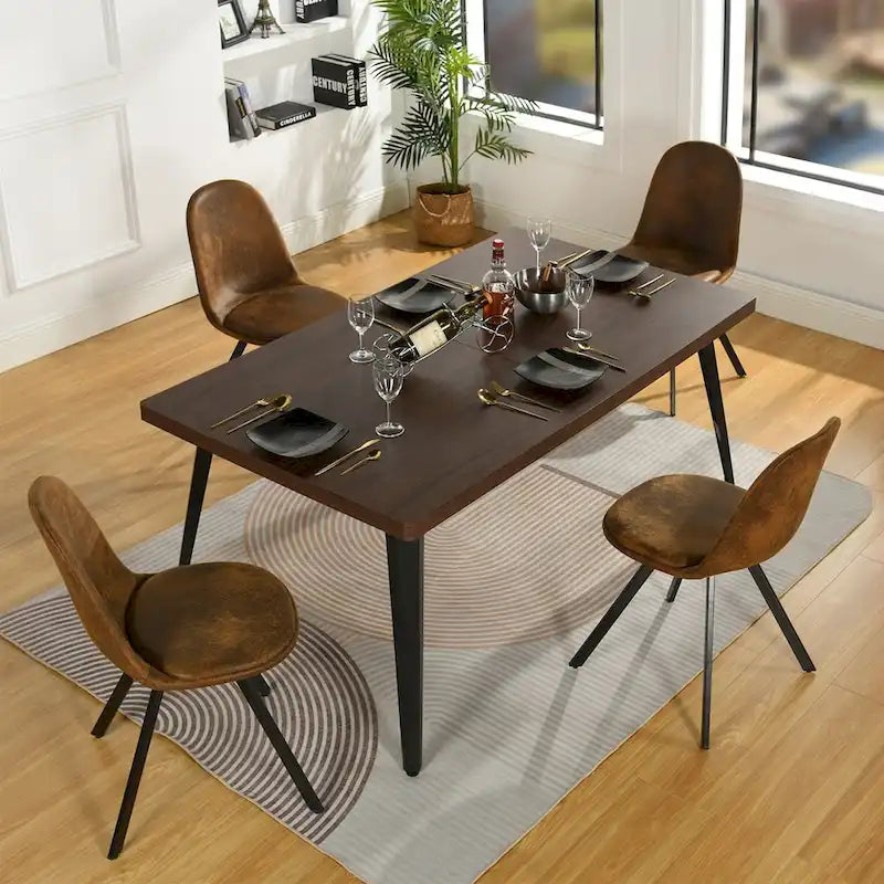 Table à manger rectangulaire de 160 cm (4-6 places) — Plateau en bois avec pieds en métal