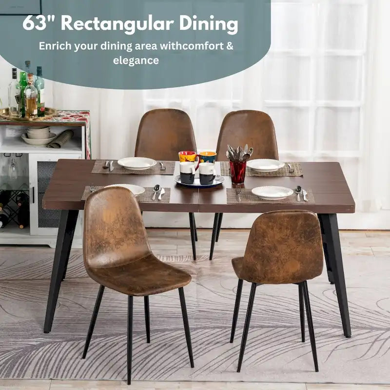 Table à manger rectangulaire de 160 cm (4-6 places) — Plateau en bois avec pieds en métal