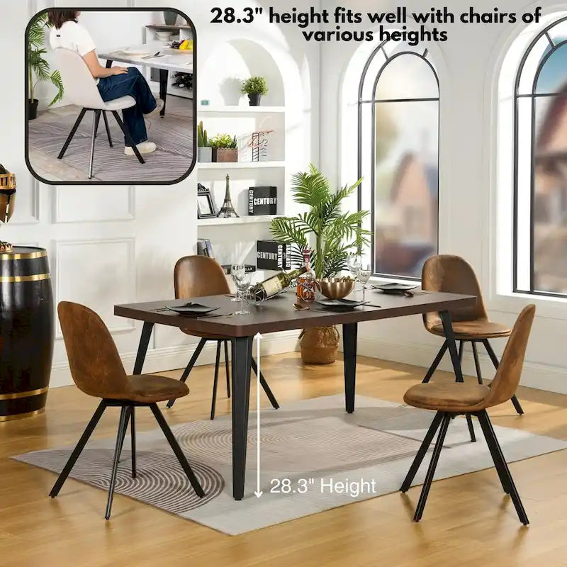 Table à manger rectangulaire de 160 cm (4-6 places) — Plateau en bois avec pieds en métal