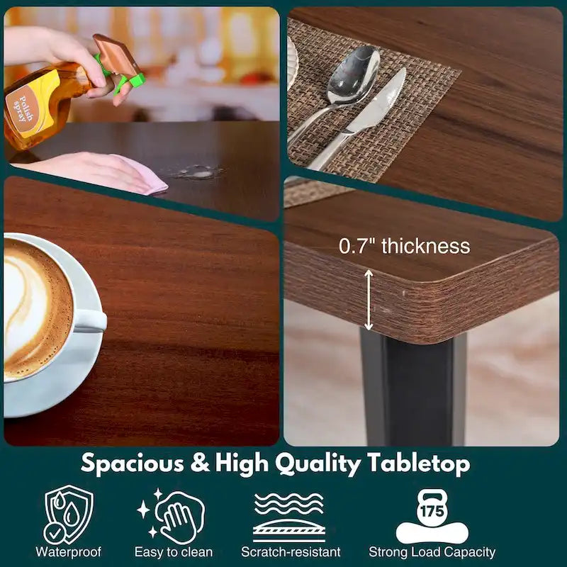 Table à manger rectangulaire de 160 cm (4-6 places) — Plateau en bois avec pieds en métal