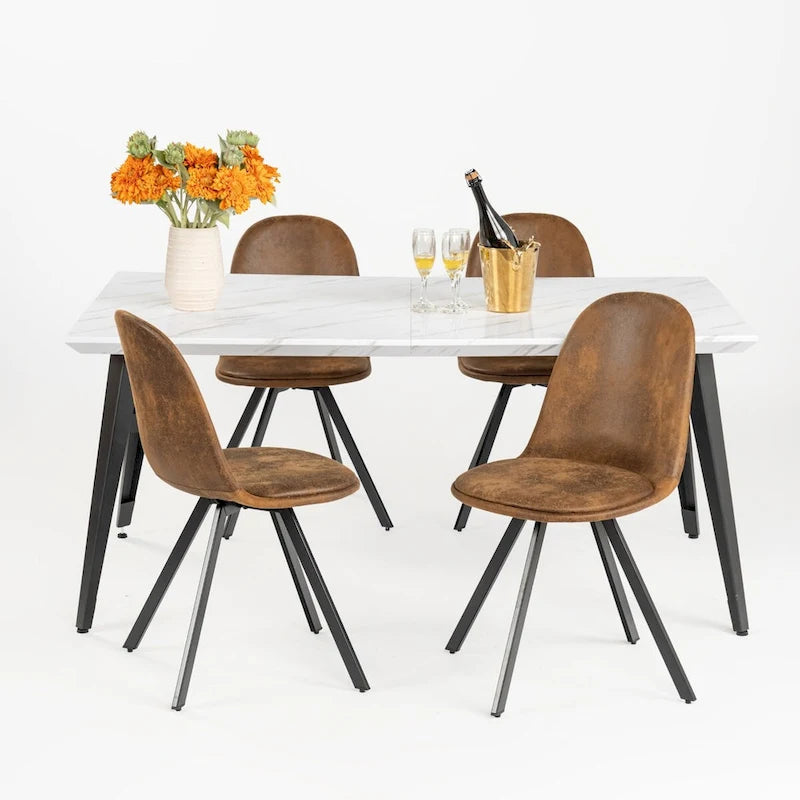 Table à manger rectangulaire de 160 cm (4-6 places) — Plateau en bois avec pieds en métal