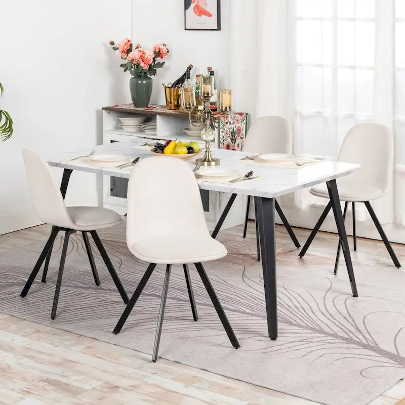 Table à manger rectangulaire de 160 cm (4-6 places) — Plateau en bois avec pieds en métal