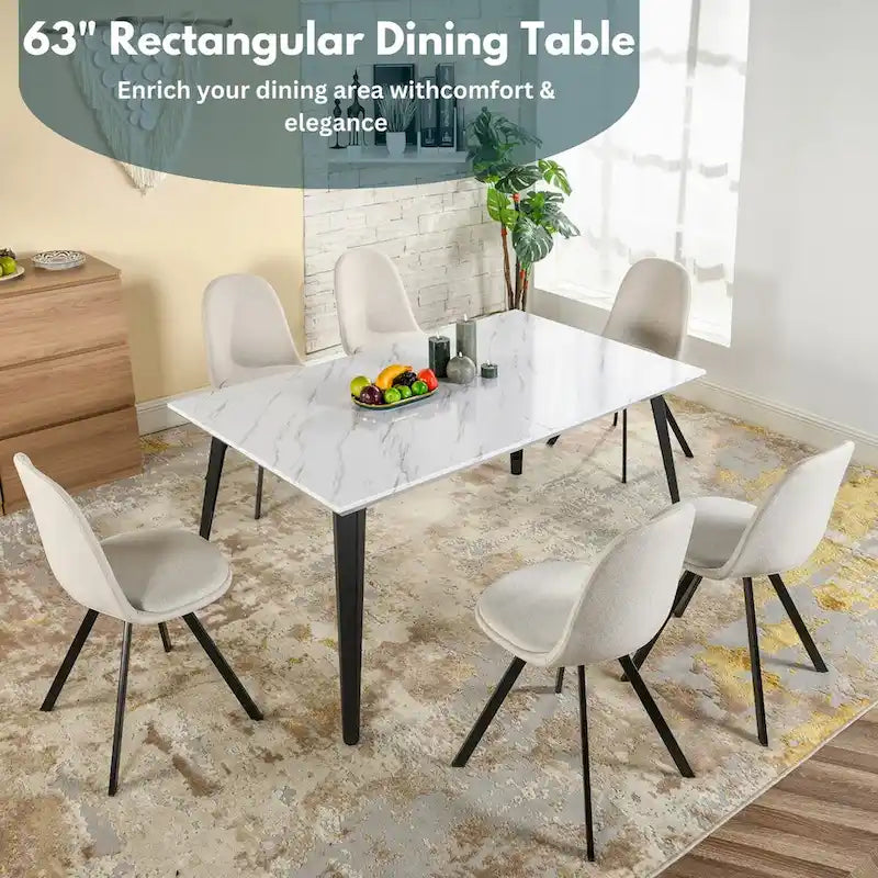 Table à manger rectangulaire de 160 cm (4-6 places) — Plateau en bois avec pieds en métal