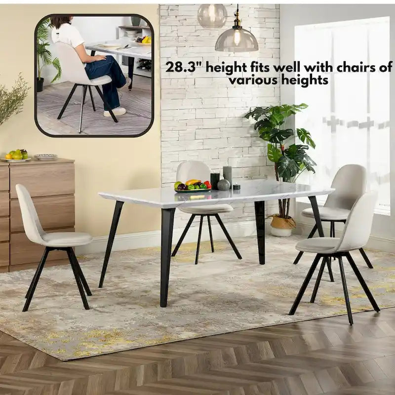 Table à manger rectangulaire de 160 cm (4-6 places) — Plateau en bois avec pieds en métal