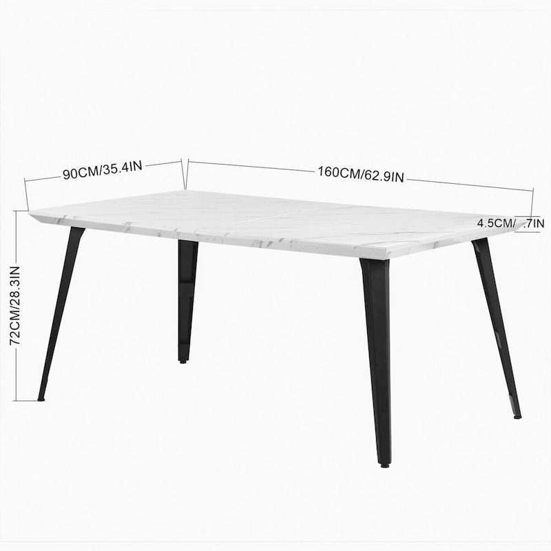Table à manger rectangulaire de 160 cm (4-6 places) — Plateau en bois avec pieds en métal