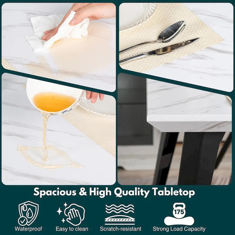 Table à manger rectangulaire de 160 cm (4-6 places) — Plateau en bois avec pieds en métal